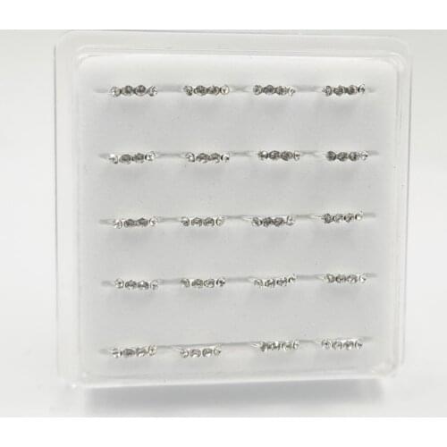 925 Sterling Silver Nose Ring Four Clear Crystal 24 G Hoop Nose Piercings Jewelry 20pcs/pack
