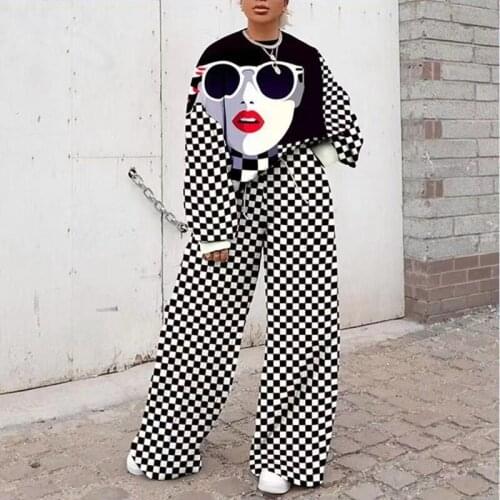 African Clothing Autumn Winter Women O-Neck Printing Suit Two Pieces Set Fashion Women Solid Color Print Pullover African Sets