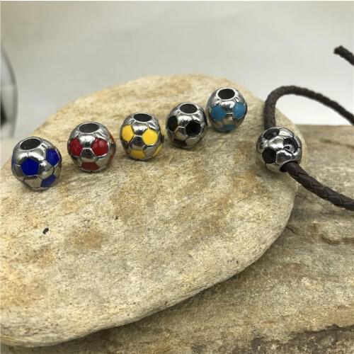 Wonlee Winle Stainless Steel 4.9mm hole Soccer European Beads Football Charms For Men Bracelet Jewelry Making(Without Bracelet)
