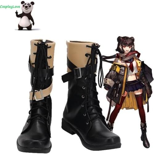 Arknights Black Leto Shoes Cosplay Long Boots Leather Custom Made For Party Christmas Halloween