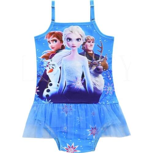 Disney Frozen Girl Toddler Summer One Piece Swimsuit Cartoon Print Bathing Suit Kid Baby Swimwear Bikini Children Beach Wear
