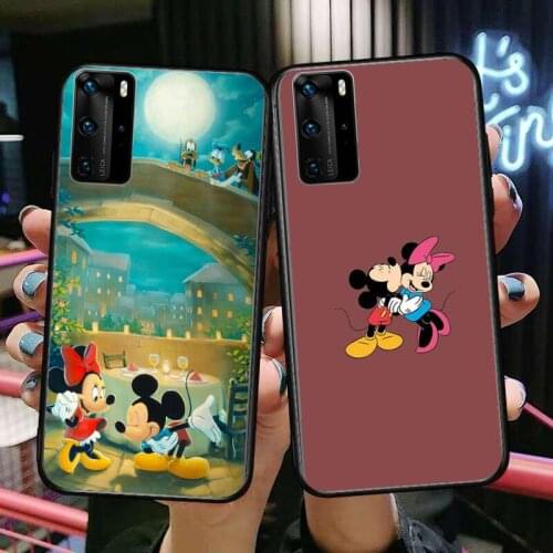 Disney Cute Mouse Phone Case For Huawei P 40 30 20 10 9 8 Lite E Pro Plus Black Etui Coque Painting Hoesjes comic fas