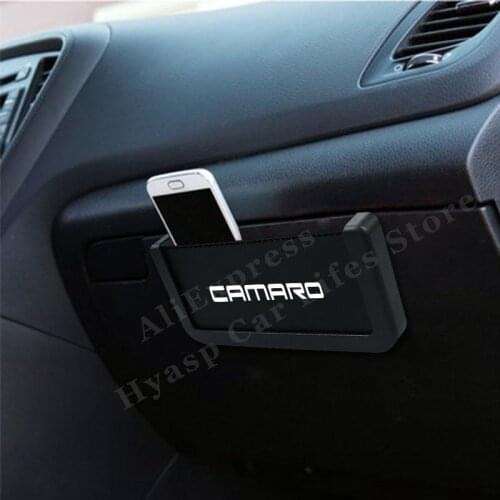 For Chevrolet Camaro Car Organizer Box Multifunction Auto Leather Mobile Phone Sticky Box Car Accessories