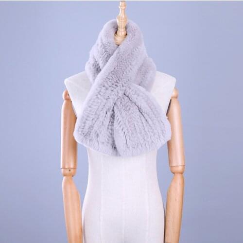 Hot 2020 New Fashion Women Rabbit Skin Hand Knitted Rex Rabbit Fur Scarf Real Natural 100% Rabbit Fur Scarves Wholesale retail