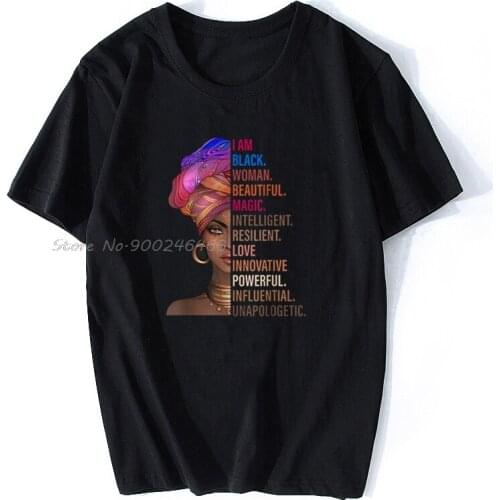 I Am Black Woman Black History Month Tshirt Mens T Shirt Men Cotton Tees Tops Harajuku Streetwear
