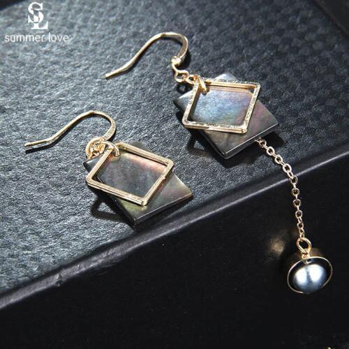 Fashion Long Dangle Drop Asymmetric Earrings For Women Shell Earring Square Geometric Jewelry Bijoux Christmas Gifts
