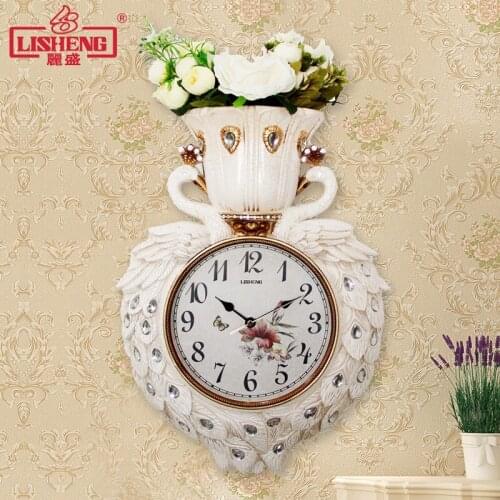 Peacock Flower Wall Clock European Living Room Mute Creative Personality Hanging Table Art Decoration Home Wall Clocks