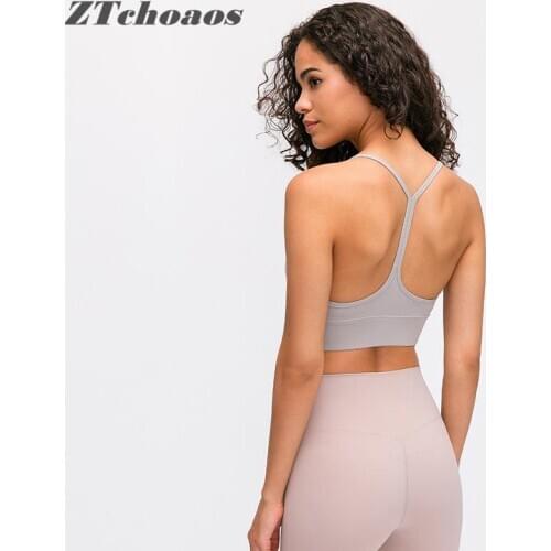 Ztchoaos new nude touching herringbone beautiful back sports underwear shockproof gathering running sports fitness yoga bra