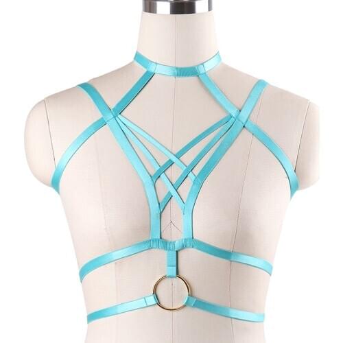 Wholesale Neck Harness Bra Rave Wear Sexy Body Belt Women Open Chest Brassiere Pole Dance Pastel Goth Body Harness Cage
