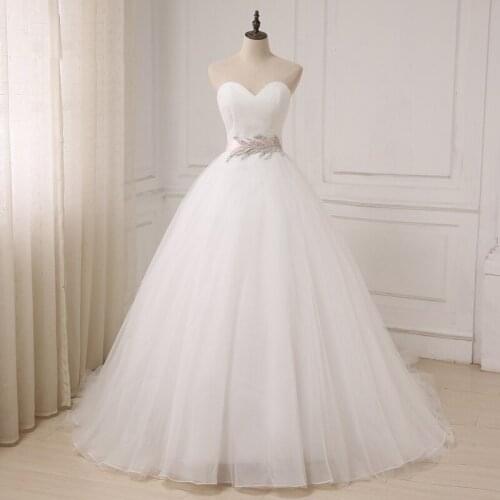 Simple Wedding Dresses Sweetheart Sleeveless Bridal Dresses Ball Gown Organza Backless Appliques Bridal Gowns Vestido De Noiva