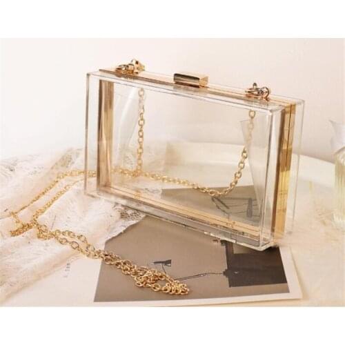 Transparent Ladies Bag 2021 Acrylic Color Box Brand Ladies Evening Dress Portable Messenger Bag Wedding Female Clutch Bag