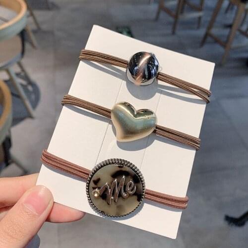Korean Style Retro Vintage Simple Style Fashion Design Hair Band Heart Shape Hair Rope Hair Rings Women Girl Headpiece Gifts
