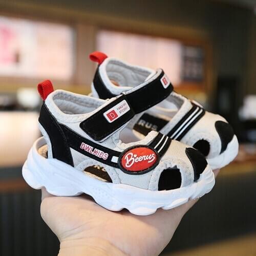 2020 New Summer Kids Shoes Open Toe Toddler Boys Sandals Sport Pu Leather Baby Girls Beach Sandals Black for Girls