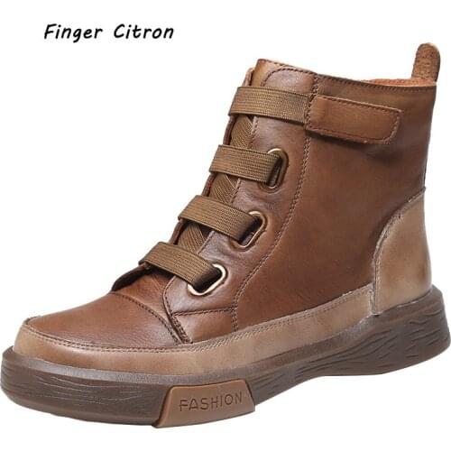 Finger Citron Genuine Cow Leather Women Anckle Boots Assorted Colors With Elastic Lace Rubber Outsol Fashion And Slim Size 35-41