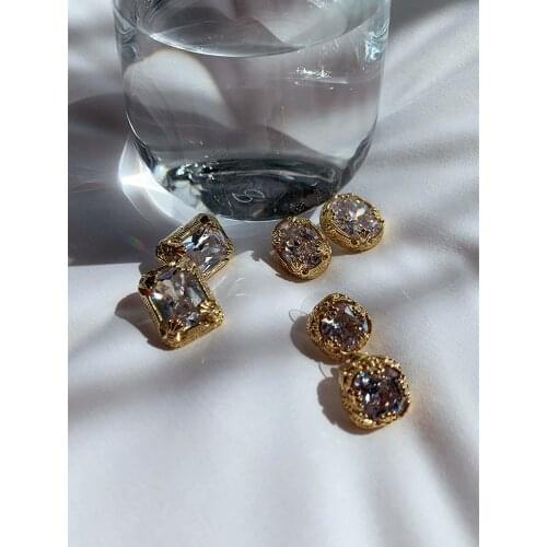 Brass With 18k Gold AAA Zircon Crystal Statement Drop Earrings Women Jewelry Party T Show Gown Runway rare Korean Japan Trendy