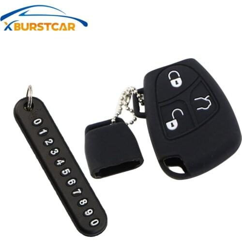 Silicone Car Key Case Cover Car Key Chain Keychain with Letter for Mercedes Benz B C E ML S CLK CL 3 Buttons Remote Key Fob Case