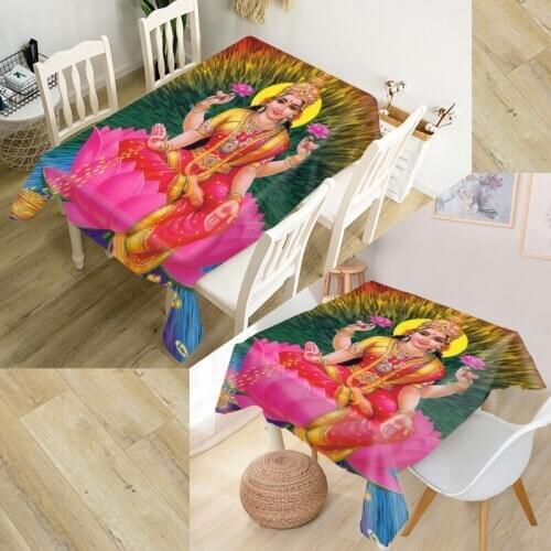 Customize 3D Tablecloth Indian Gods Oxford Cloth Dust-proof Rectangular Table Cover For Party Home Decor 100X140cm140X140cm