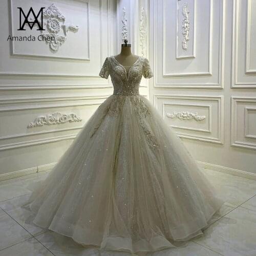 Abito da sposa Crystal Beads Low Cut Floor-length Wedding Dress