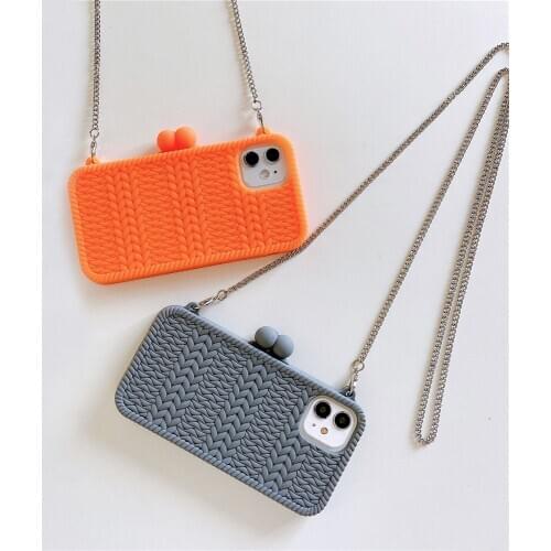 Weave texture Fashion Phone Case For iphone 12 11 Pro Max Soft Silicon Cases Cover For iphone X XS Max 8 7 plus 6 6s Plus Chain