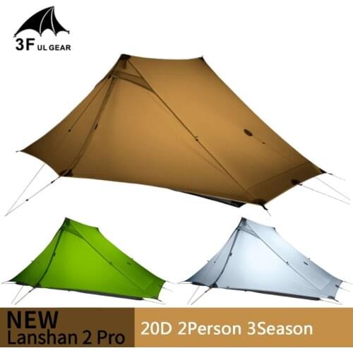 3F UL GEAR LanShan 2 Pro 2 Person Outdoor Ultralight Camping Tent 3/4 Season Professional 20D Nylon Both Sides Silicon Tents