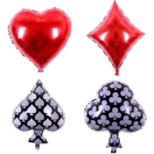 Casino Party supplies 4pcs 18 inch Casino foil balloons birthday party decorations adult Las Vegas Party Decorations Game Night
