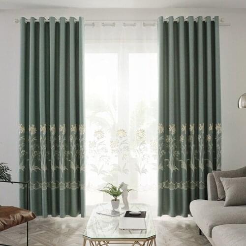 High-end European Three-dimensional Embossed Embroidered Curtains for Living Room and Bedroom Finished Custom Gauze Curtains