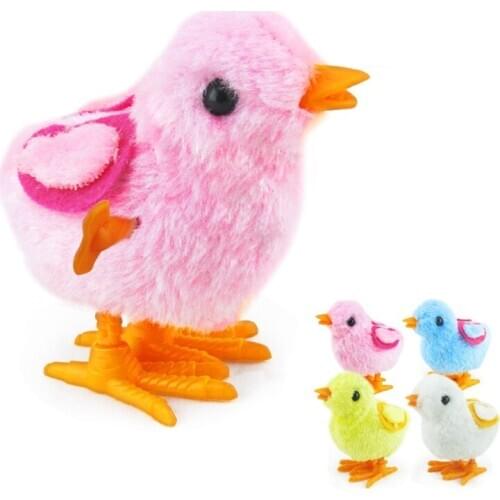Kids Educational Toy Cute Plush Wind Up Chicken Clockwork Jumping Walking Chicks Toys For Baby Boys Girls