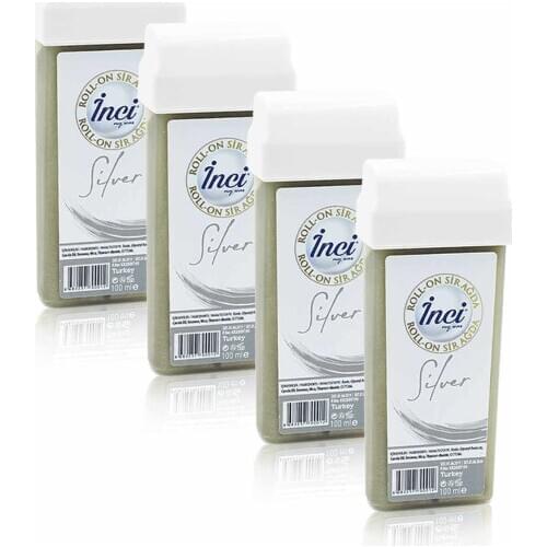 Pearl silver cartridge roll on depilatory 4 PCs, filling, waxing depilation, sugar-free wax, hair removal, feather