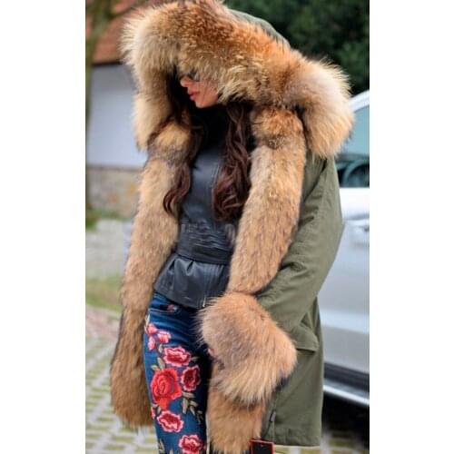 2021 Womens jacket 7XL Long Parka Winter Womens long Coat Raccoon Fur Collar Real Natural Fur Warm And Thick Womens Coat