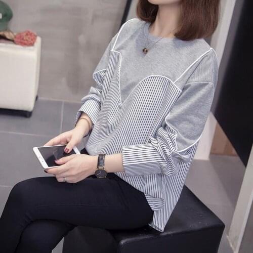 2021 Spring Autumn Women New Stripe Patchwork Hoodie Clothes Female Long Sleeve Sweatshirt Ladies Loose Pullover Hoodies R550