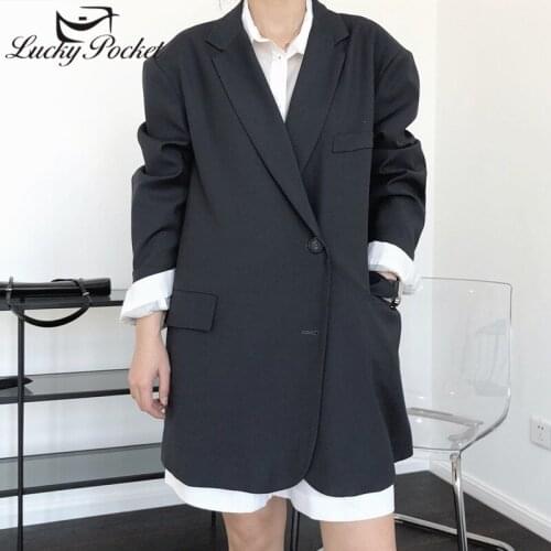 Women Spring Autumn New Fashion Solid Color Loose Blazers Female Casual Elegant Black Brand High Quality Suits Ladies Coat ML330