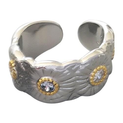 New Trendy Daisy Flower Ring for Women Fashion Vintage Rings for Couple Birthday Party Jewelry Gifts Adjustable