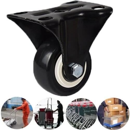 1.5" 2" PU Casters Set of 4, Small Low Profile Caster w/ locking Brake & 360° Plate Transfers Castor Wheels No Noise