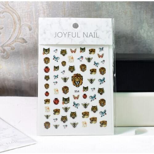 1 Sheet(10*8cm) Animal Nail Art Stickers Lion/Leopard/Bee/Cat Designs DIY Accessory Beauty Slider Nail Decorations Decals Tc#061