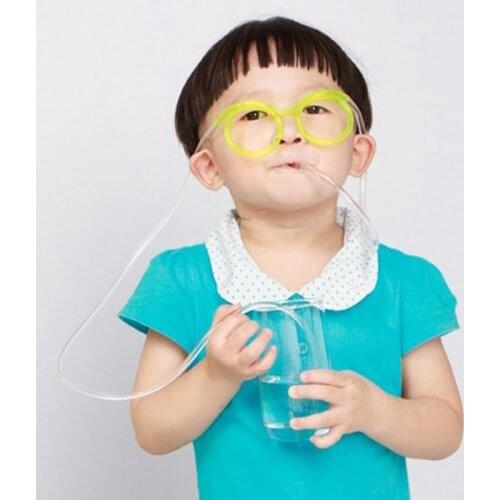 1pcs Tool Gags & Practical Jokes Fun Soft Plastic Straw Funny Glasses Drinking Toys Kids Baby Birthday Party Kitchen Tools
