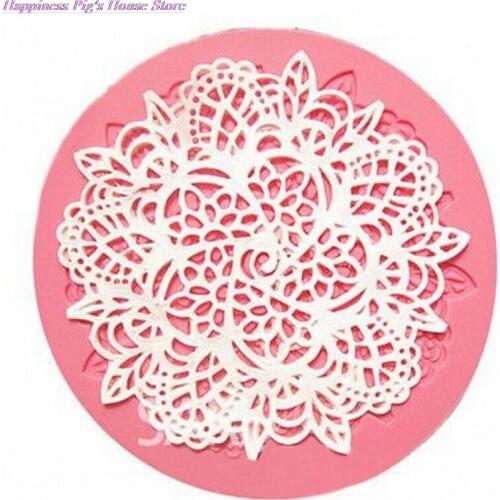 1Pcs Round Crown Shape Cake Silicone Mat Sugarcraft Fondant Cake Decorating Tools Kitchen Baking Silicone Lace Molds