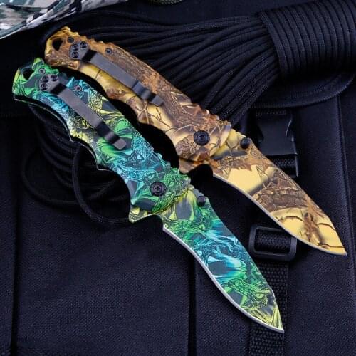 Rock Pattern Portable Folding Knife Mini Outdoor Pocket Knife Folding Knife Multifunctional Survival нож складной для кухни 1pcs