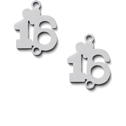 Stainless Steel Number 16 and 24 Connectors Jewelry Diy Component Bracelet Findings Accessories 30 Pcs/lot