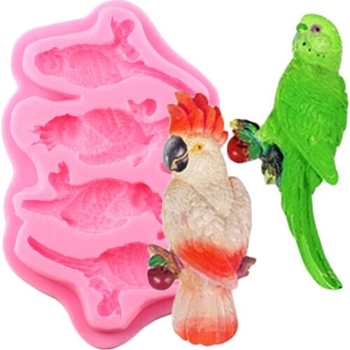 3D Birds Parrot Silicone Mold Fondant Cake Decorating Tools Resin Clay Soap Candle Molds Candy Clay Chocolate Gumpaste Moulds