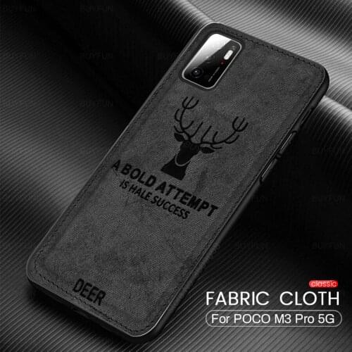 3d deer pattern classic fabric cloth phone covers for xiaomi m3pro case poko little poco m3 pro 5g silicone bumper safety coque
