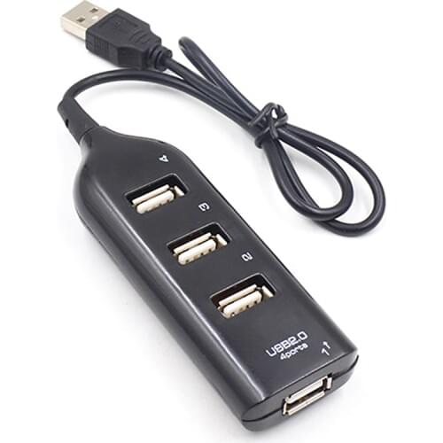 4 Port USB 2.0 Hub for Data Transfer, Portable Multi Port USB 2.0 Splitter and Expander Hub - Small Travel USB Hub, White, Black