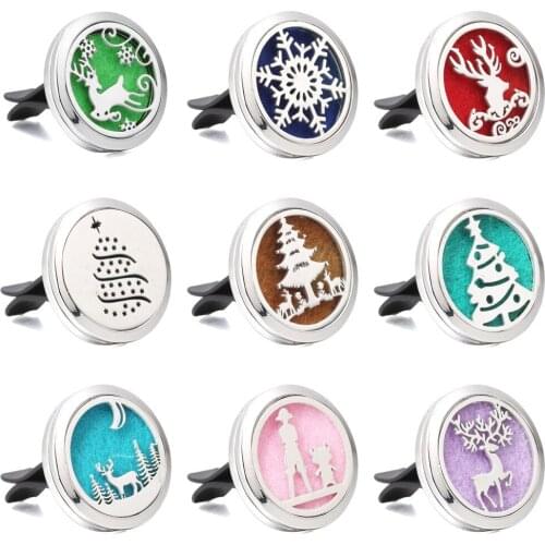 Car Air Freshener Vent Freshener Christmas Tree Snowflakes Essential Oil Diffuser Perfume Aromatherapy Locket Christmas Gift