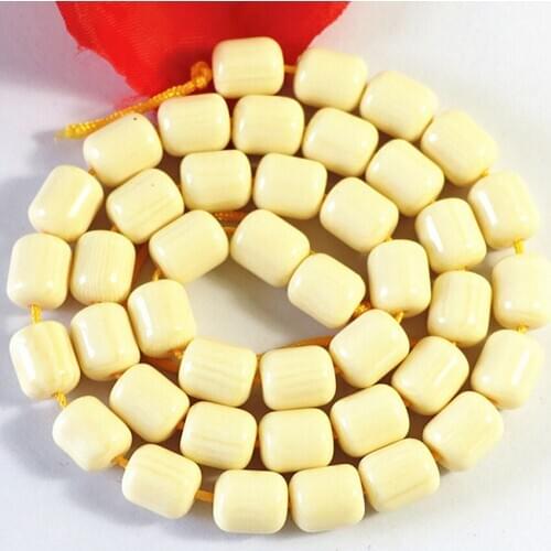 White Resin Beeswax New Fashion Hot Selling 8X9mm 9X11mm 10X13mm Barrel Loose Beads 15 Inches B68