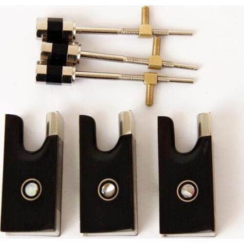 Free Shipping Quality 3 Set Ebony Violin 4/4 Bow Frog Ablone Full Lined Nickel Silver Double Paris Eye Fluer-de-lys