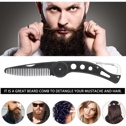 Men Harmless Flexible Tools Straightening Stainless Steel Facial Mustache Styling Portable Grooming Folding Beard Comb Fashion