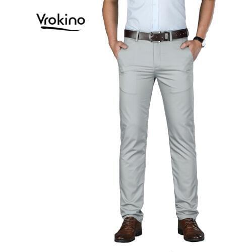 Summer New In 2019 Mens Business Casual Solid Color Casual Trousers Fashion High Quality Stretch Straight Pants Brand Clothing