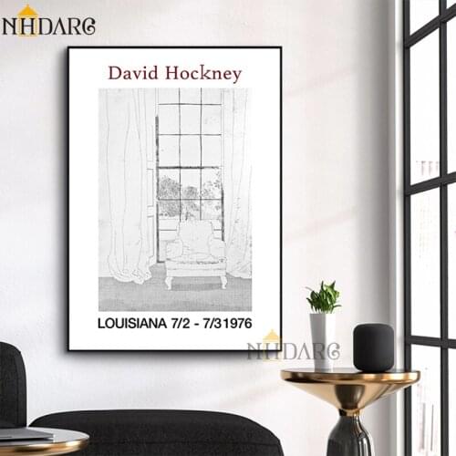David Hockney Classical Art Black White sketch Canvas Painting Poster Prints Wall Picture for Living Room Hallway Home Decor