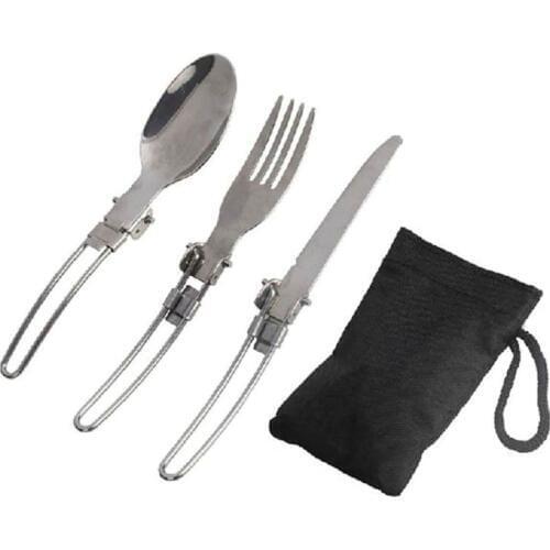 Long cookware Spork fork stainless steel fold knife utensil spoon set combo Picnic camp cutlery tableware flatware
