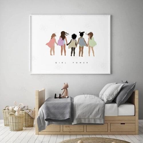 Feminist Poster Little Girl Power Art Canvas Prints Girls Gift Inspirational Nordic Wall Art Painting Picture Girls Room Decor
