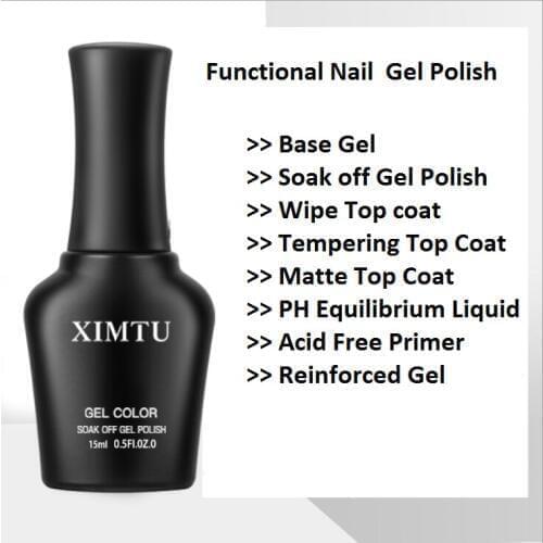 15ml Functional Gel Nail No Wipe Top Base Matte Top Coat Soak Off UV Gel Polish Longer Lasting Nails Gel PH liquid Primer